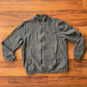 Calvin Klein Men's Full Zip Grey Sweater Knit Jacket Mock Neck, XL